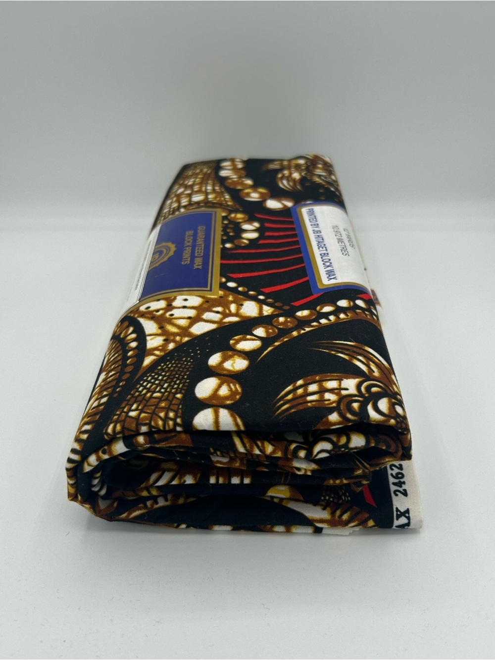 Black and Brown with hint or Red African Wax Print Fabric 6 yards